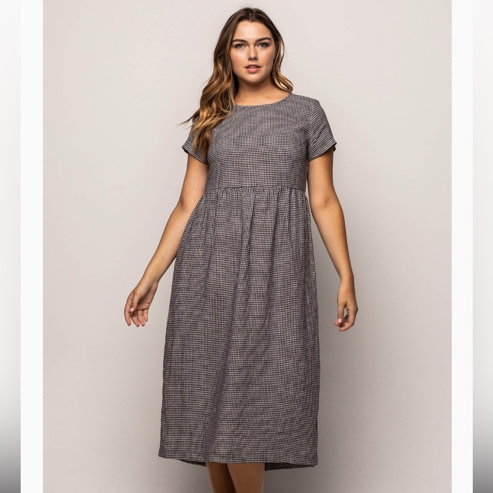 Pyne & Smith Model No. 17 Black and White Checkered Linen Dress size XS